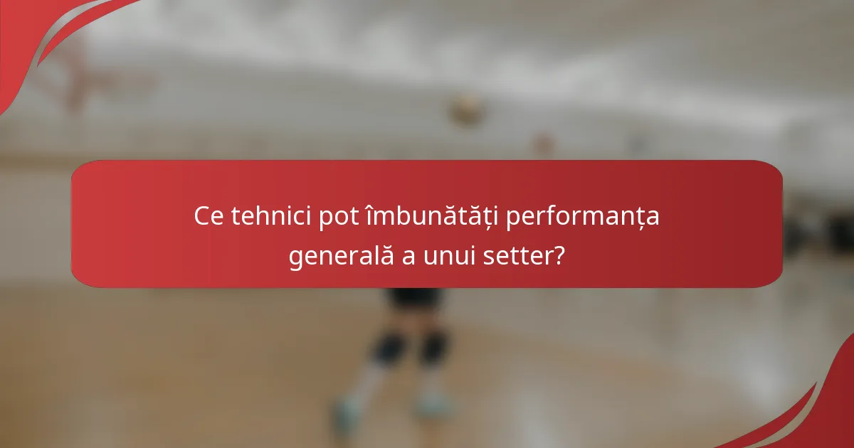 Ce tehnici pot îmbunătăți performanța generală a unui setter?