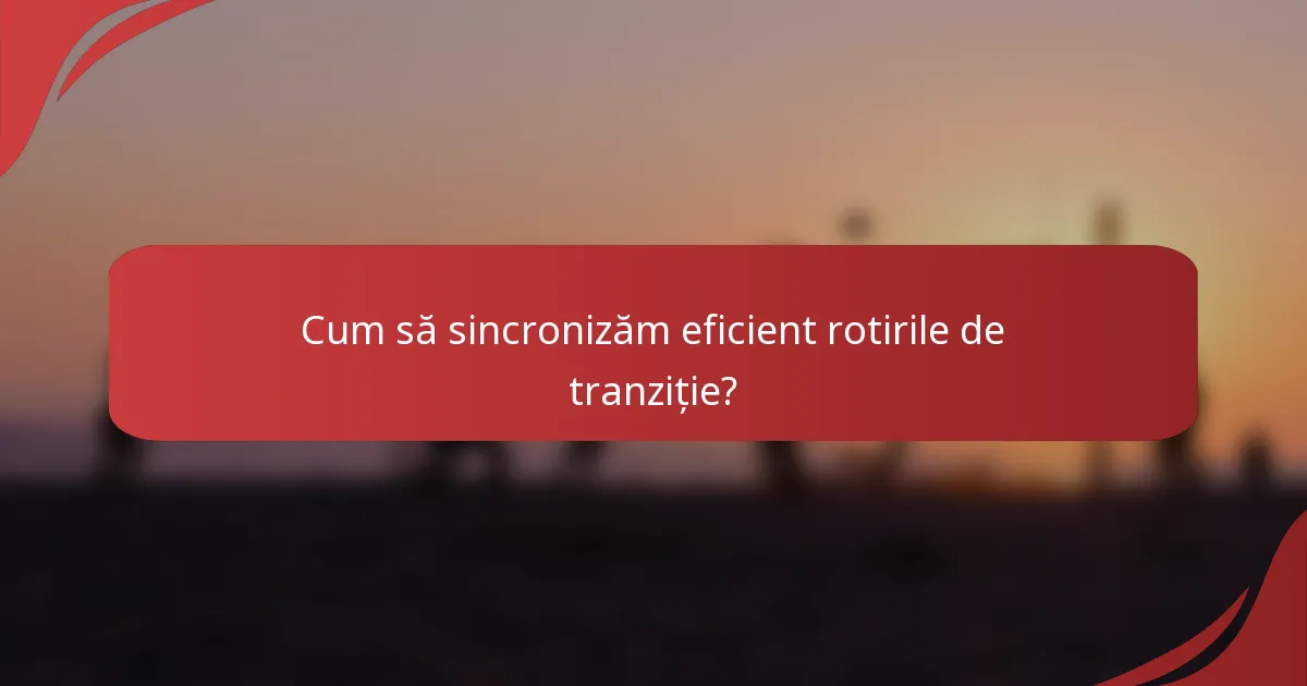 Cum să sincronizăm eficient rotirile de tranziție?